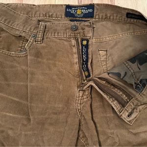 NEW Men’s Corduroy Lucky Brand (Khaki Green) 121 Heritage Slim Pants (34x32)